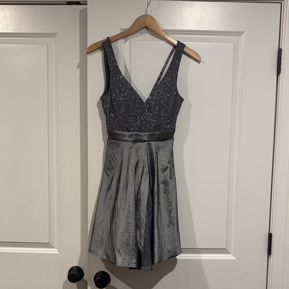 City Studio Sparkling Charcoal Mini Dress